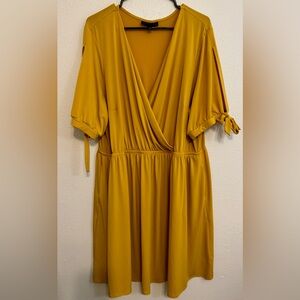 Lane Bryant Yellow Pleated Midi Dress with pockets